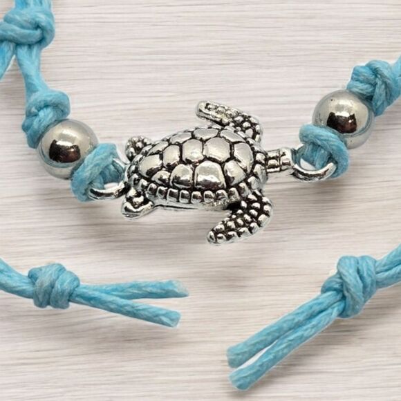 Turtle Anklet Adjustable Length Corded Ankle Bracelet Women's Jewelry 3D charm - Picture 3 of 3